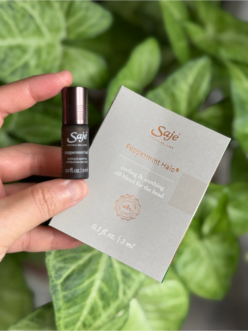 Saje Peppermint Halo Cooling & Soothing Oil Blend – Mini 3 mL | New